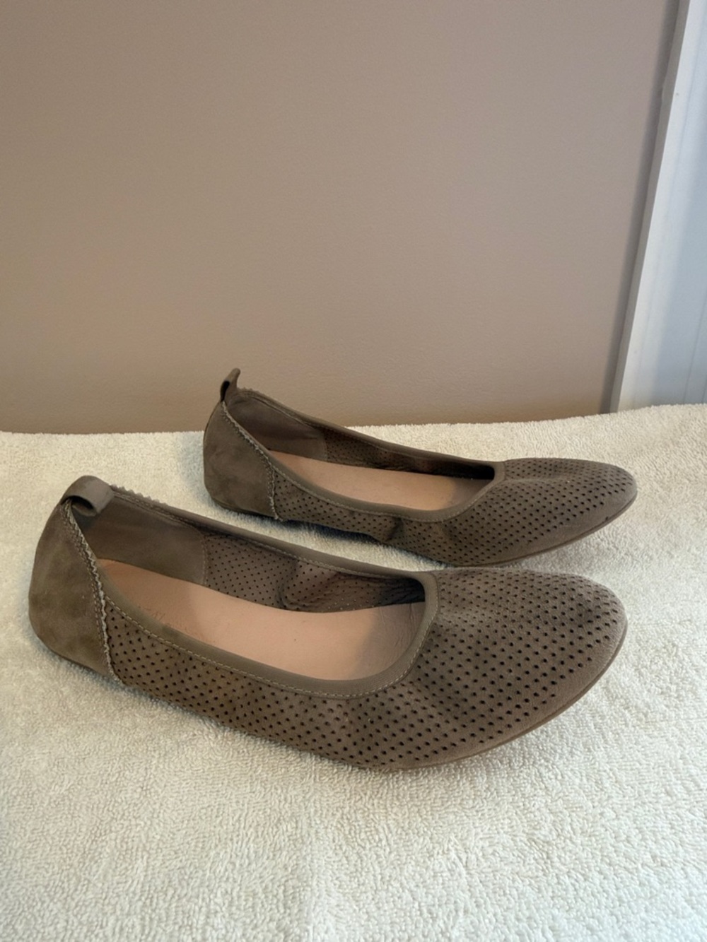 x-appeal Taupe Perforated Ballet Flats